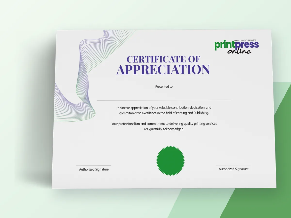 Certificates printed by printpress