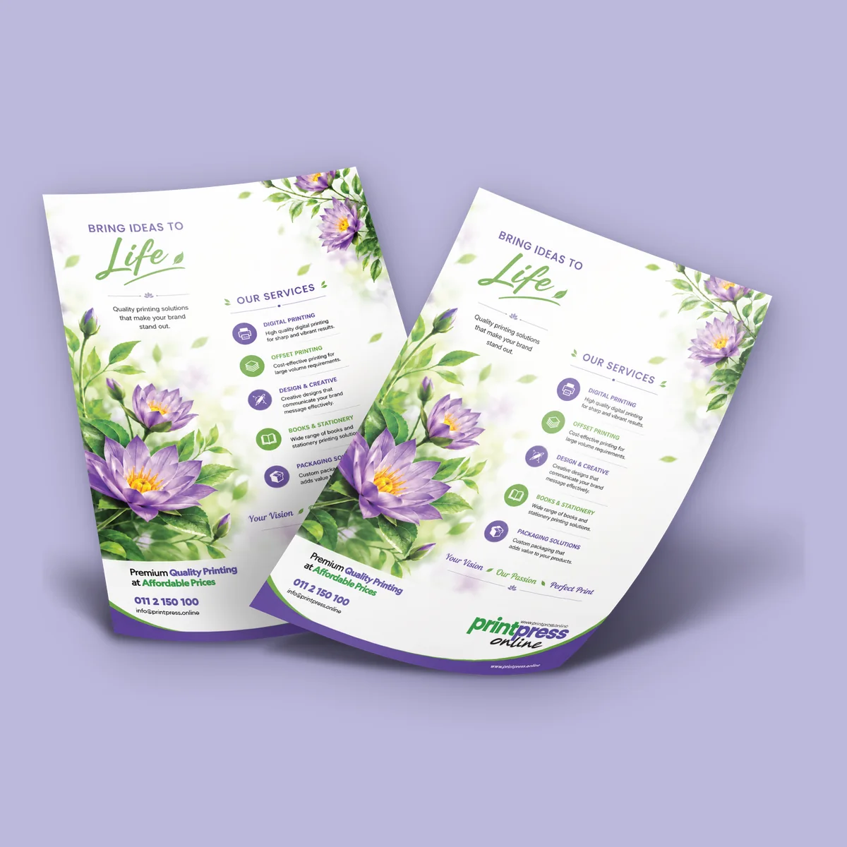 Flyers printed by printpress